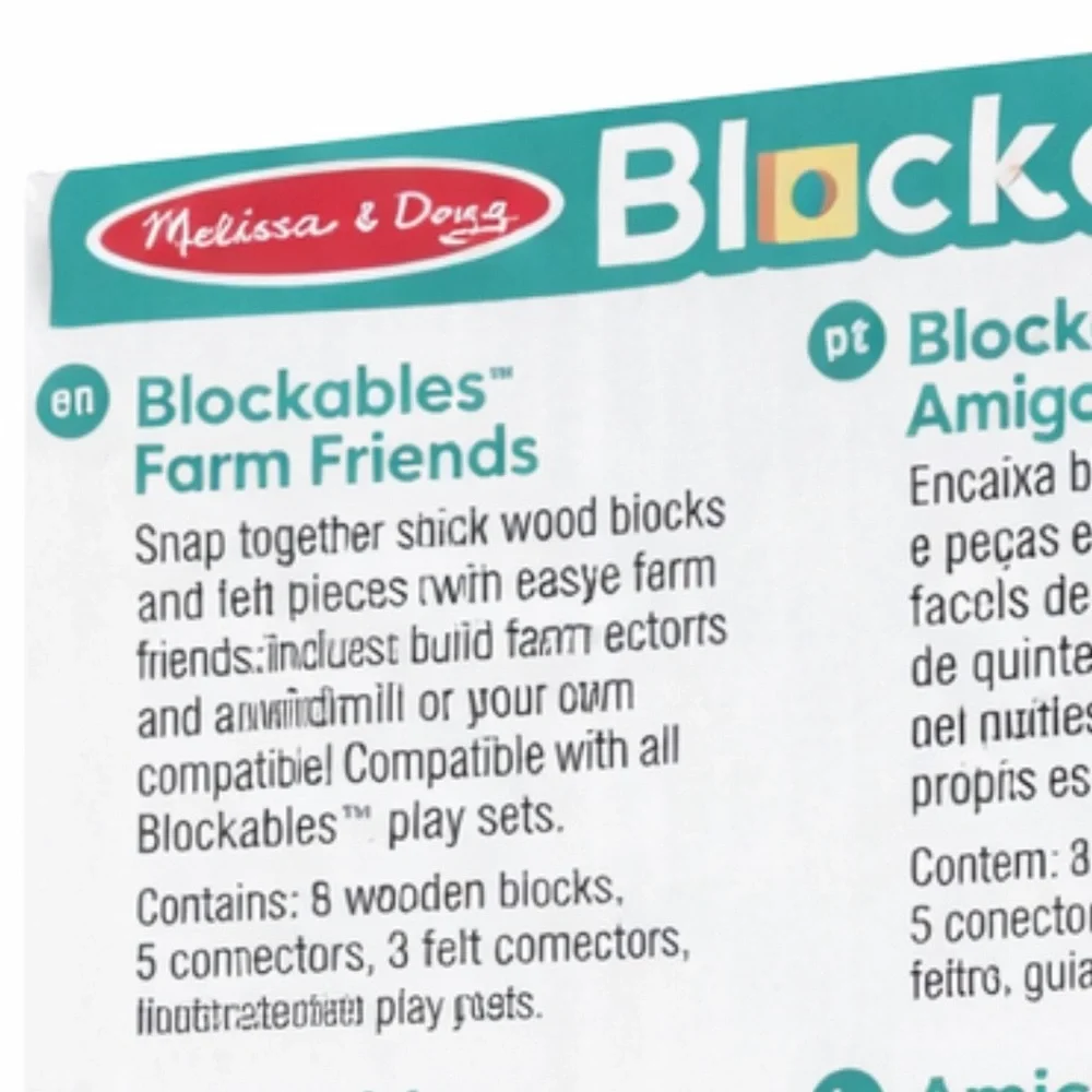NWT-Melissa & Doug Blockables Farm Friends Wooden Snap & Play Mix &Match 16 pc
